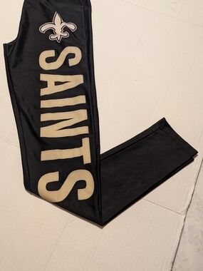 NFL New Orleans Saints Black Leggings with Gold Logo